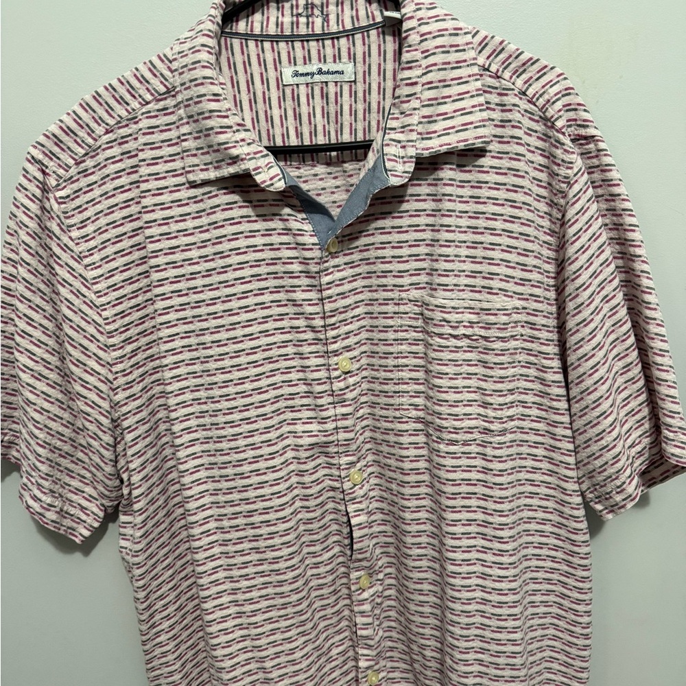 Tommy Bahama Red and White Casual Button Down Shirt